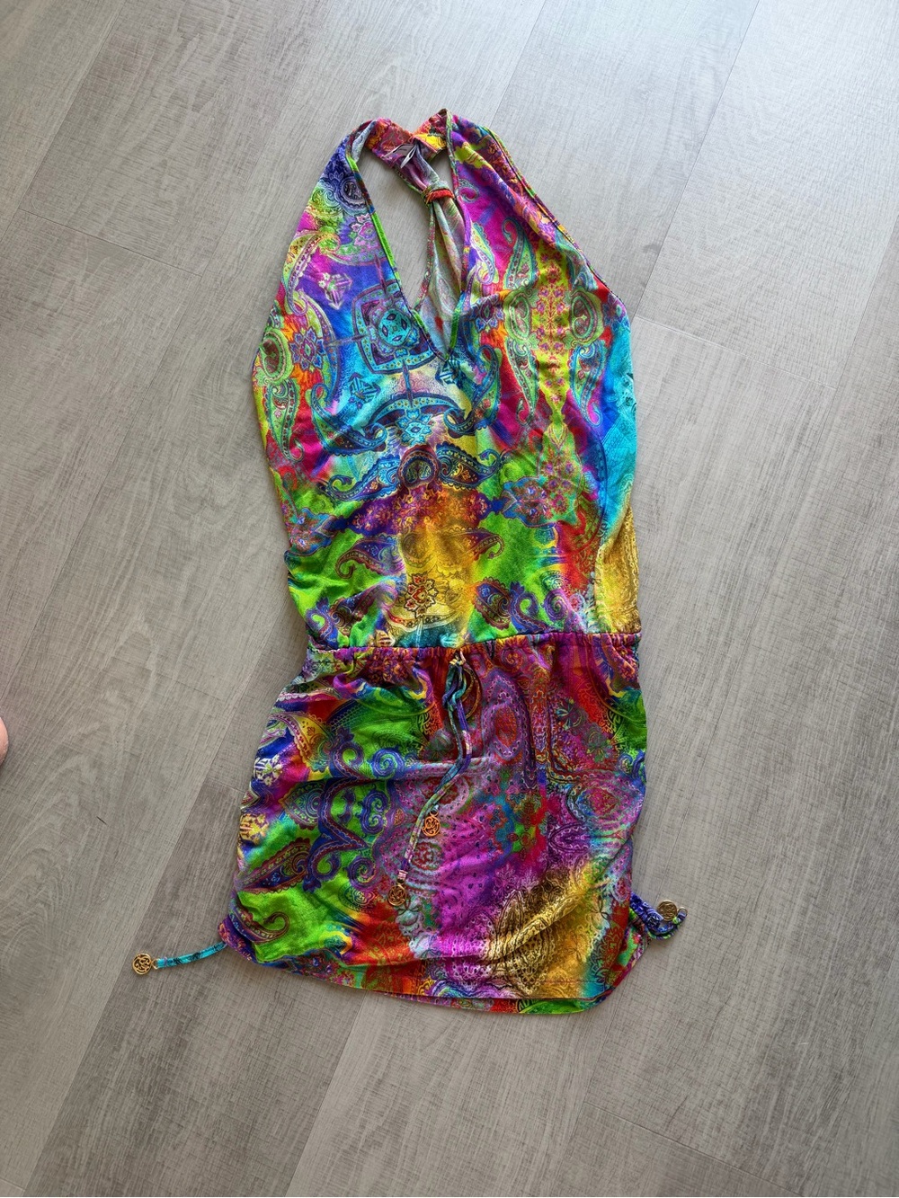 Luli Fama Multicolor Paisley Halter Swim Cover-Up
